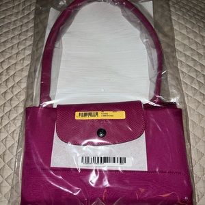 LONGCHAMP LE CLUB PLIAGE FUCHSIA LARGE LONG HANDLE TOTE BAG NWT